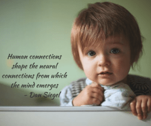 Human connections quote with a child on the right side