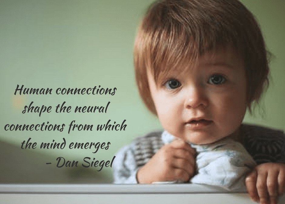 Human connections quote with a child on the right side